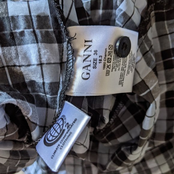 GANNI Charron dress in Serenity Blue. Plaid mini dress. - Picture 4 of 4